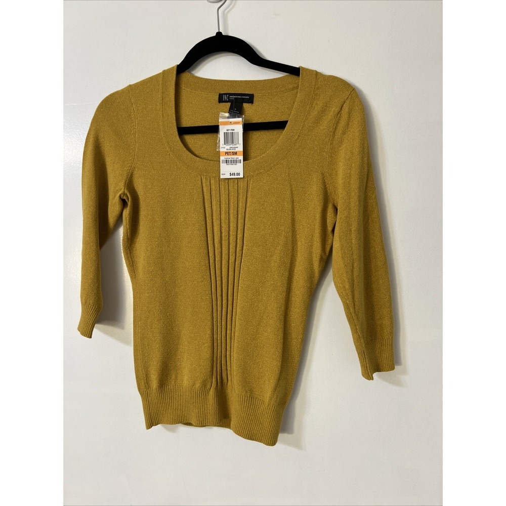 International Concepts Sweater Womens size Ps Yellow 3/4 Sleeve New MSRP $49.99